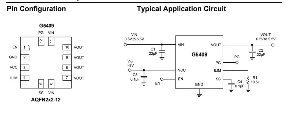 供应G5409AS1U-5.5V 7A低RDSON负载开关