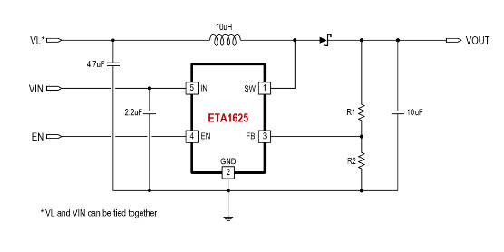 供应ETA1625S2G 2.8A, 20V升压转换器
