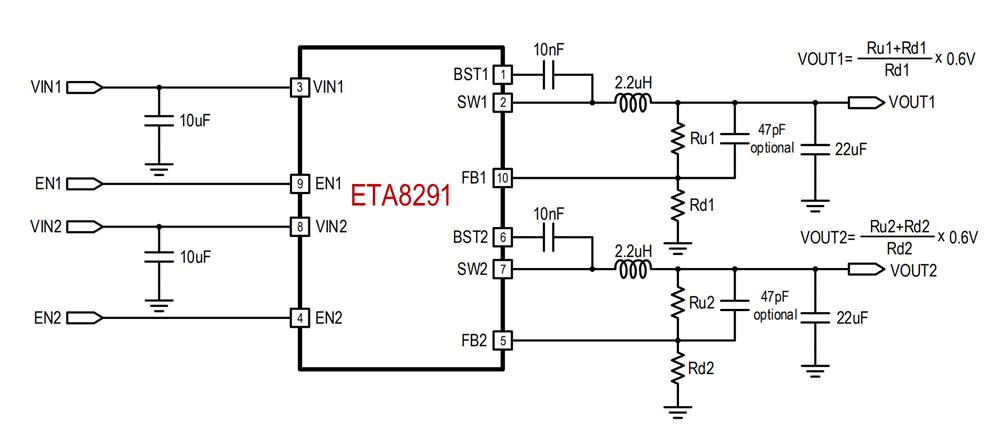 供应ETA8291D3K-高效率同步降压变频器