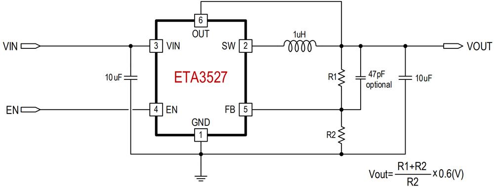 供应ETA3527FSG-2MHz 2A COT同步降压变换器