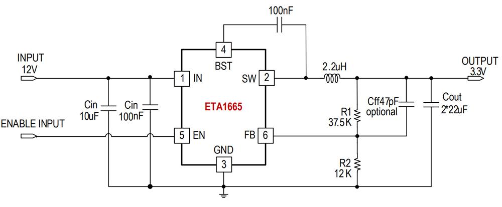 供应ETA1665FD2G-4.5A高效同步降压变换器