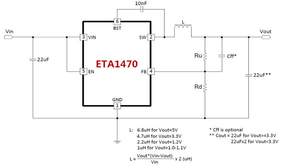 供应ETA1470FT2G-2A高效同步降压变换器