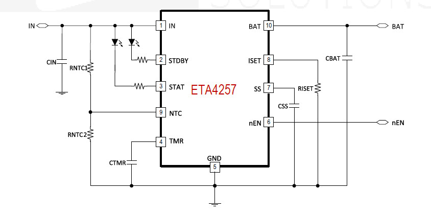 供应ETA4257D3K-1.2A/40V全集成线性充电器