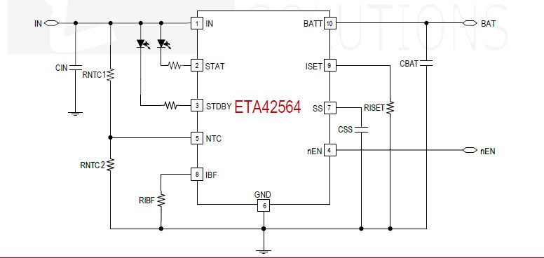 供应ETA42564D3K-1.2A/40V全集成线性充电器