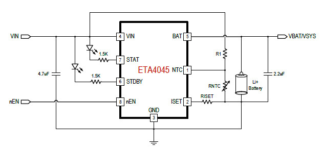 供应ETA4045E8A-1A全集成线性充电器