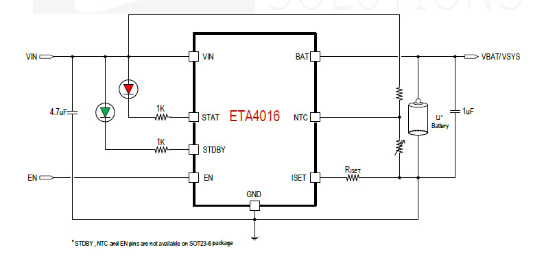 供应ETA4016D2I-1mA终端电流线性充电器