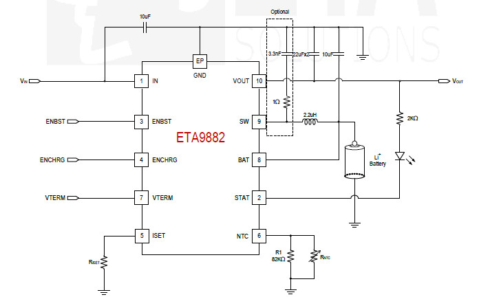 供应ETA9882E10-2.4A升压电源一体解决方案