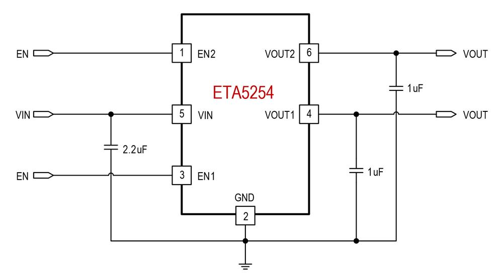 供应ETA5254V3312WS2G-快速响应300mA LDO