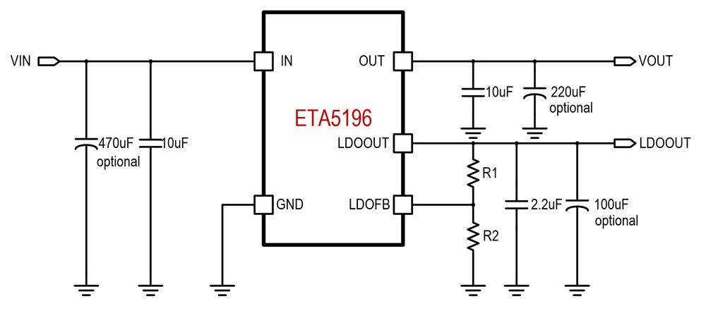 供应ETA5196V100S2G-200mA线性调节器