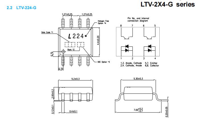 LTV-224-G 宏芯光电子厂家供应光宝224耦合器 贴片SOP8触点封装
