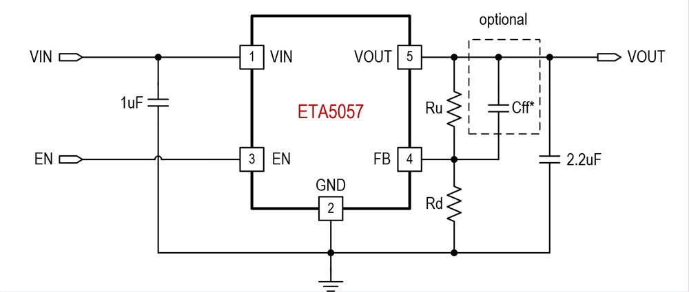 供应ETA5057V0S5F-低功率线性稳压器