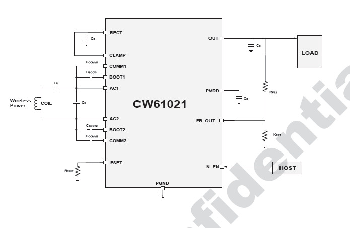 供应CW61021-2W qi兼容无线功率接收器