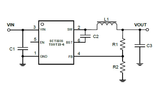 供应SCT2231TVBR-3A同步降压DCDC转换器