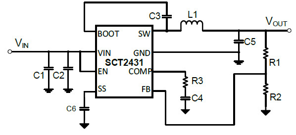 SCT2431STER-低静态电流同步降压DCDC转换器