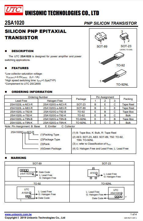 2SA1020G-Y--SOT-89 оӦ