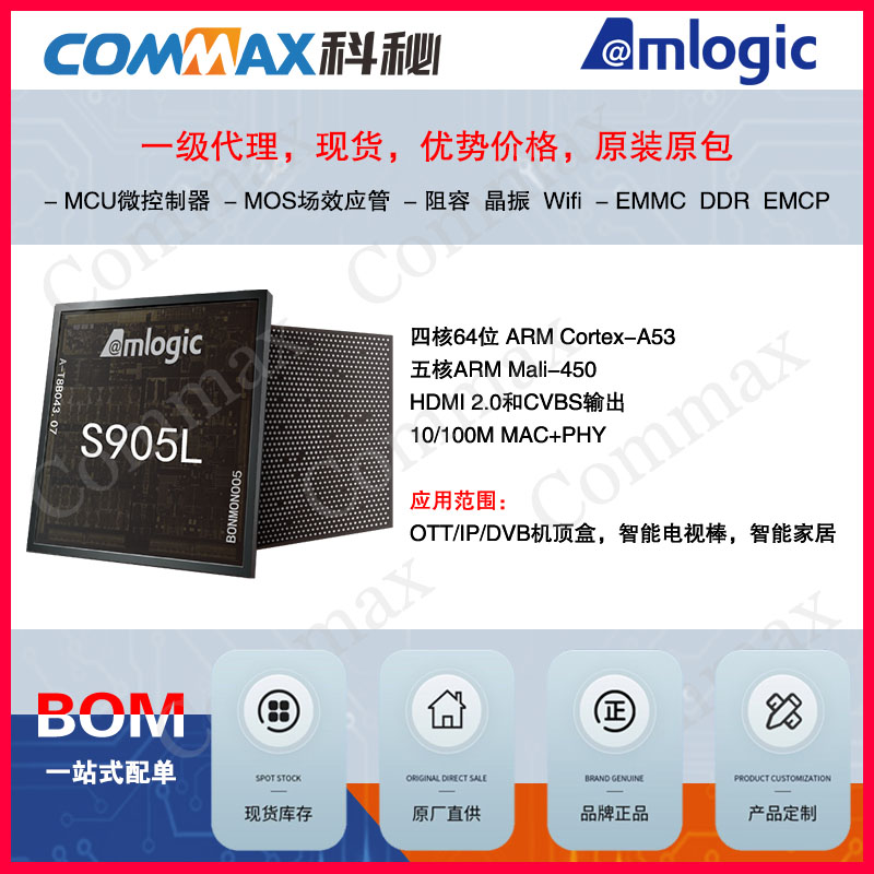 代理AMLOGIC晶晨S905L/游戏主机高品质OTT智能电视棒智居四核CPU处理器