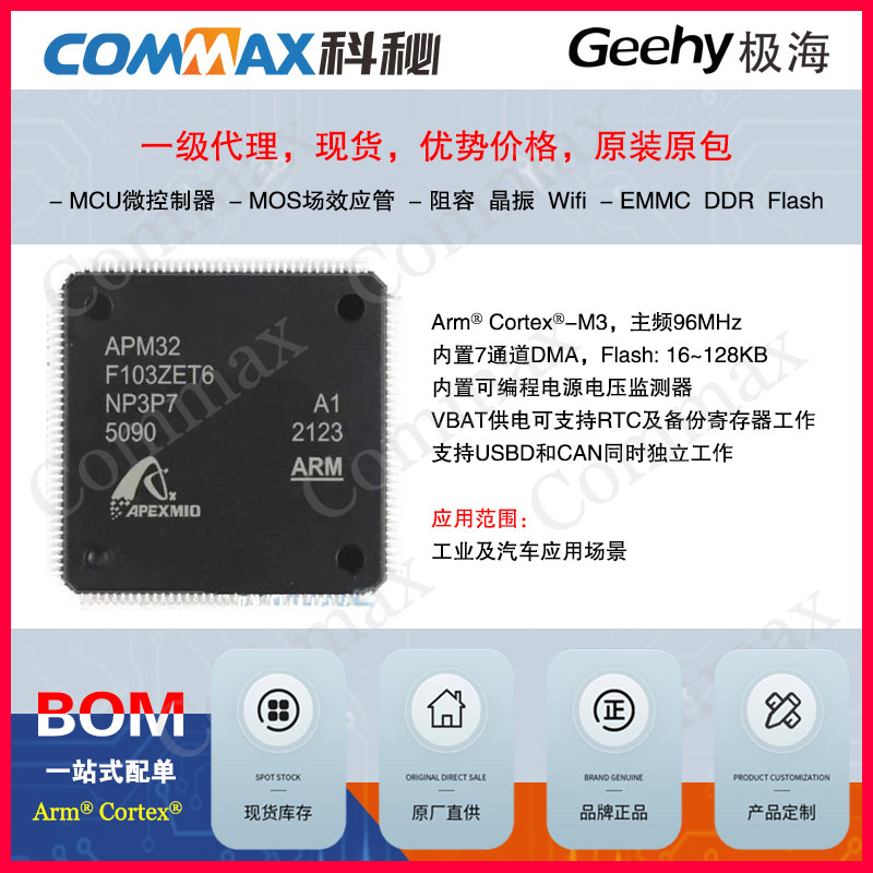 代理商Geehy极海32位工业级通用MCU-单片机APM32F103ZET6扫地机微控制器