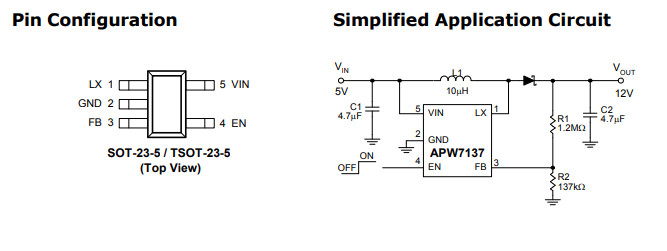 供应APW7137-内部FET开关升压转换器