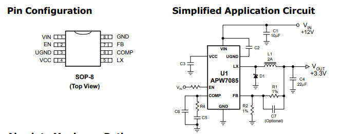 供应APW7085-2A异步降压转换器