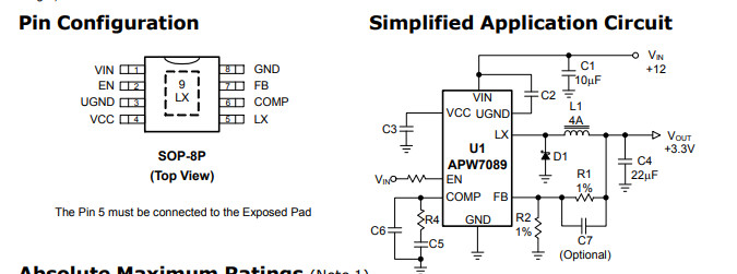 供应APW7089-4A异步降压转换器