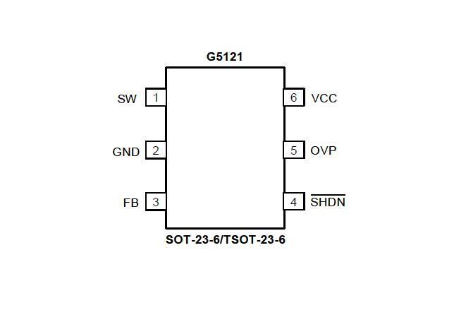 供应G5121TP1U 致新白光LED升压转换器