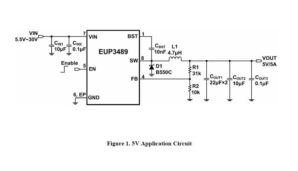 供应德信原装 EUP3489 5A30V降压转换器