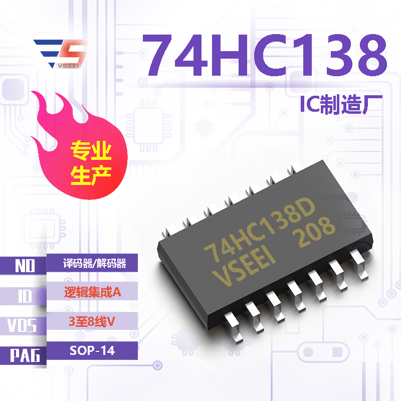 74HC138全新原厂SOP-14 3至8线V 逻辑集成A 译码器/解码器IC厂家供应