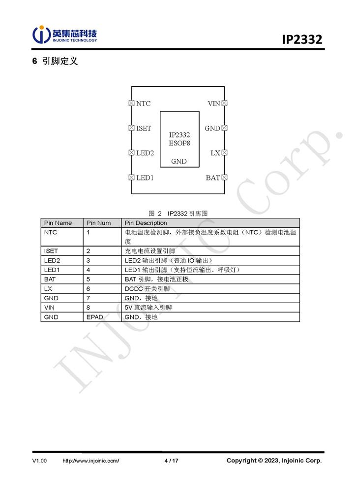 供应英集芯 IP2332 同步开关降压充电芯片