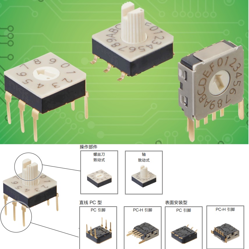进口SMT微小拨码8421超薄型贴片旋转开关FD02-FR16编码器