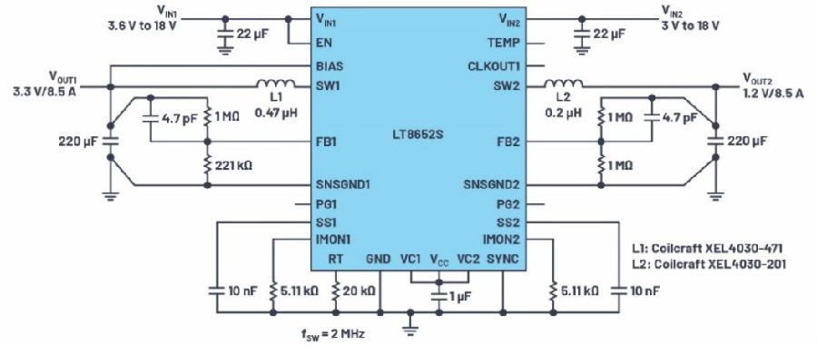 用于信号和数据处理电路的低噪声、高电流、紧凑型DC-DC转换器解决方案